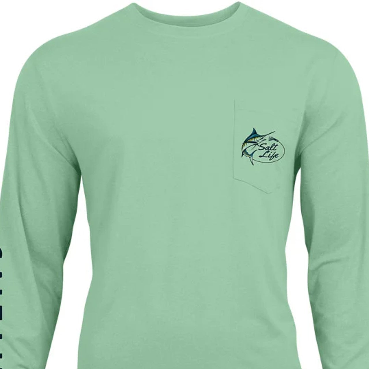 Camiseta masculina de manga comprida Salt Life Marlin Lure Performance - Verde mesclado sálvia, tamanho 2XL