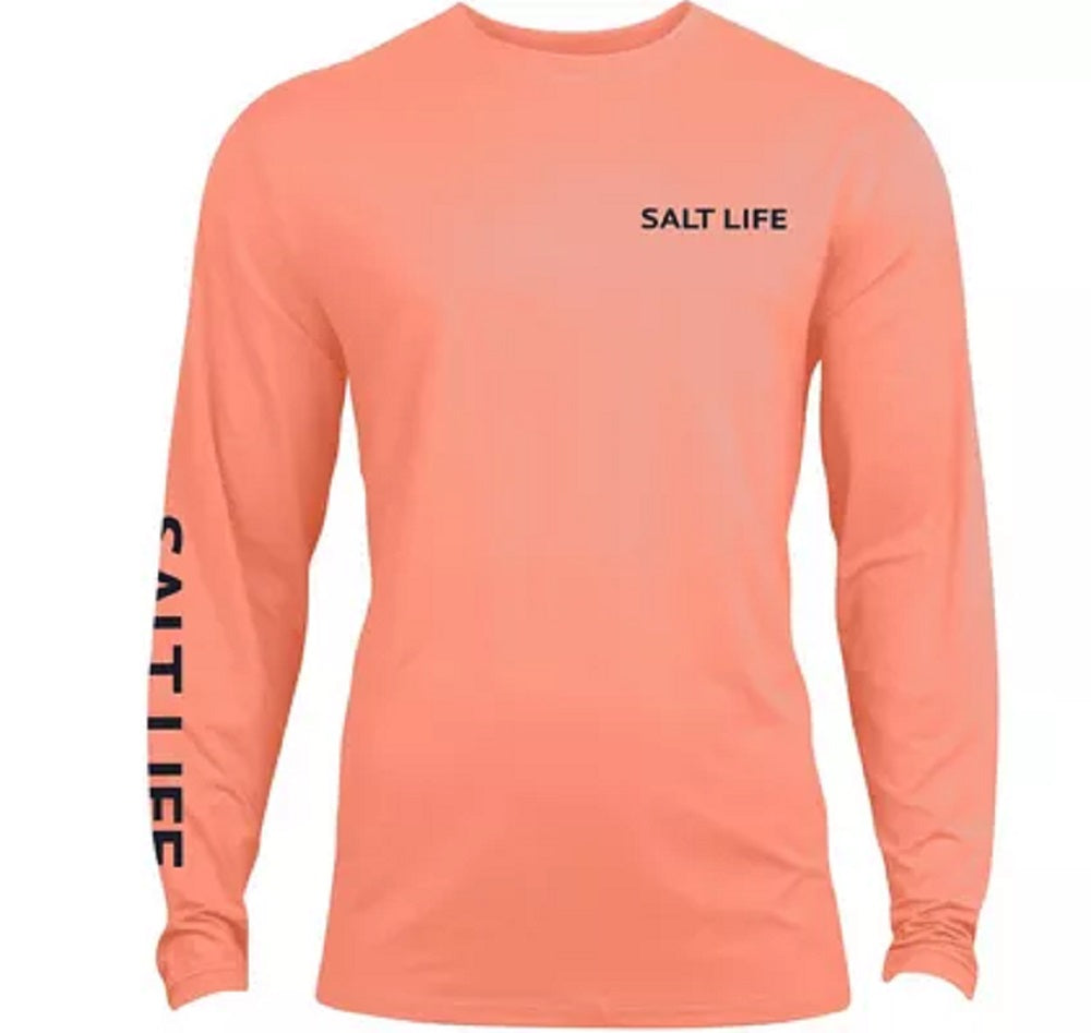 Camiseta masculina Salt Life Pirates Cove manga comprida rosa tamanho XX-G