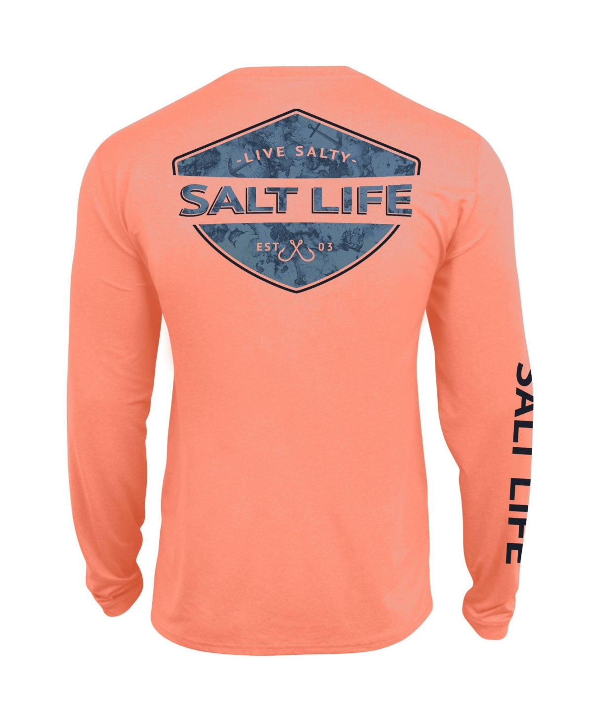 Camiseta masculina Salt Life Pirates Cove manga comprida rosa tamanho XX-G
