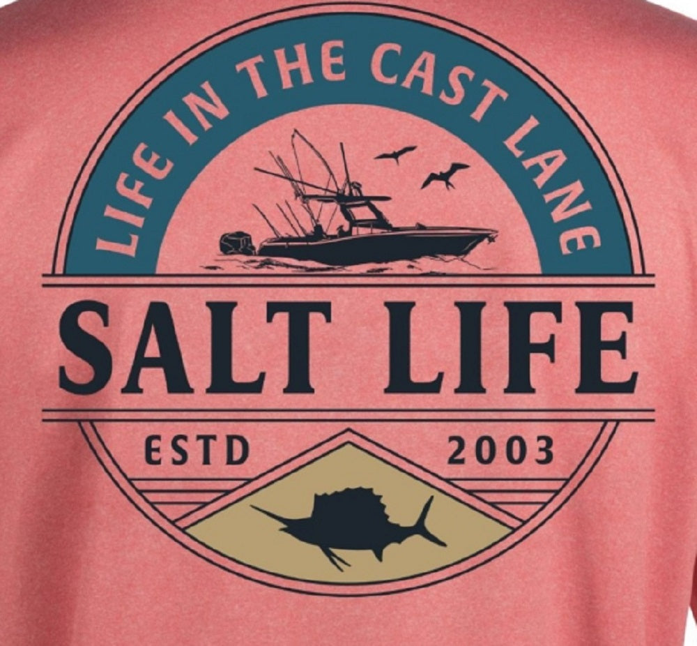 Camiseta masculina Salt Life Performance manga comprida laranja tamanho grande
