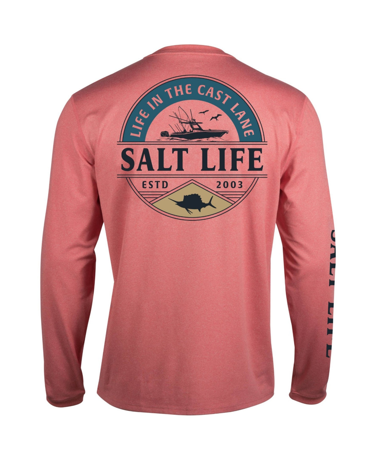 Camiseta masculina Salt Life Performance manga comprida laranja tamanho grande
