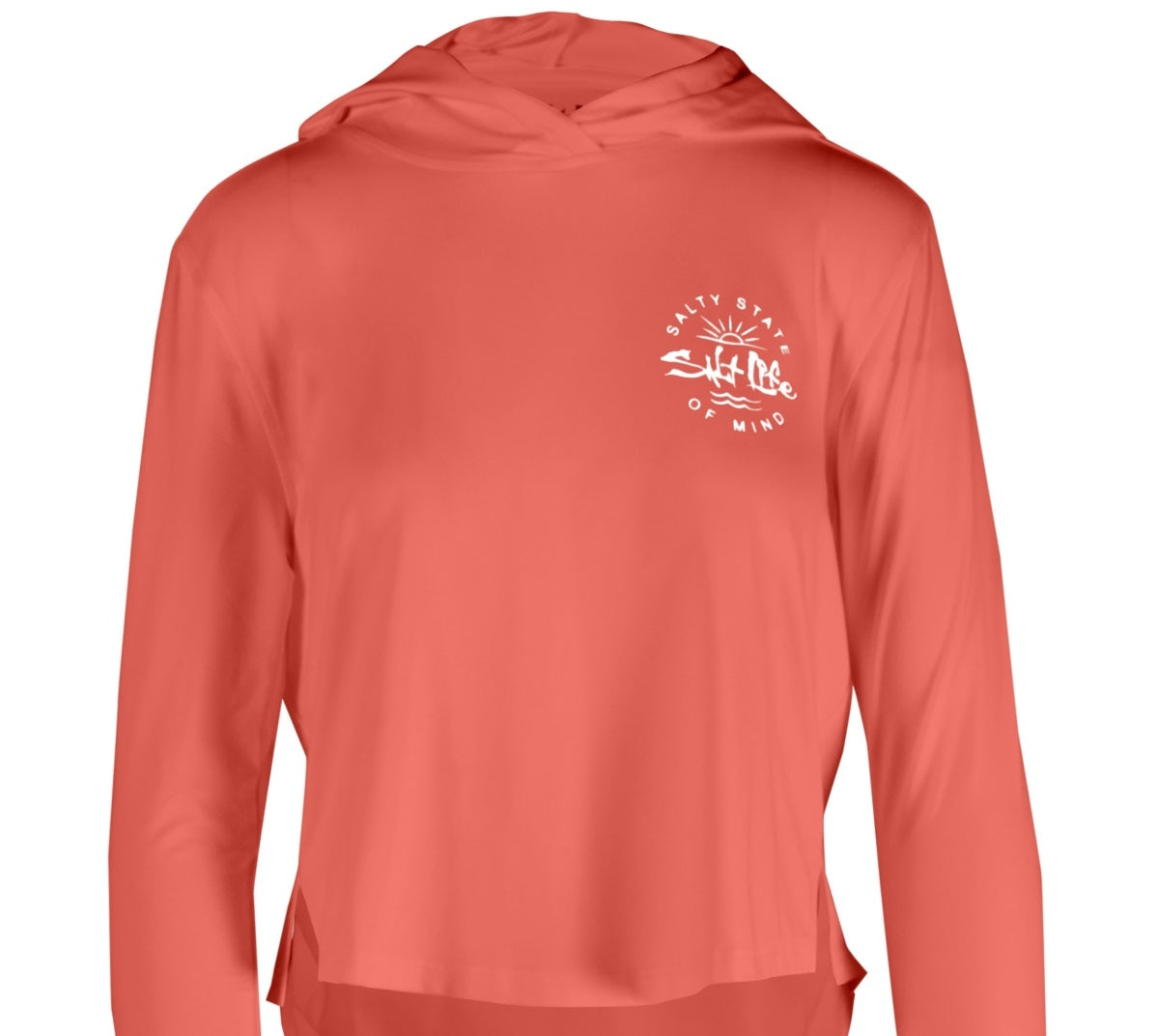 Moletom com capuz feminino Salt Life Seaglass Bay High Low laranja tamanho grande