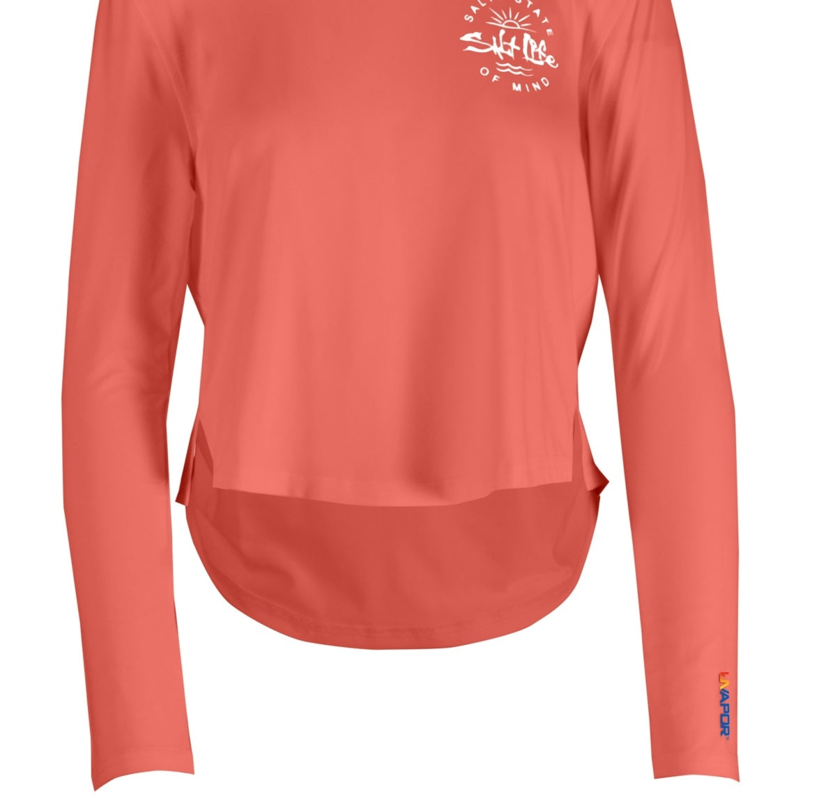 Moletom com capuz feminino Salt Life Seaglass Bay High Low laranja tamanho grande
