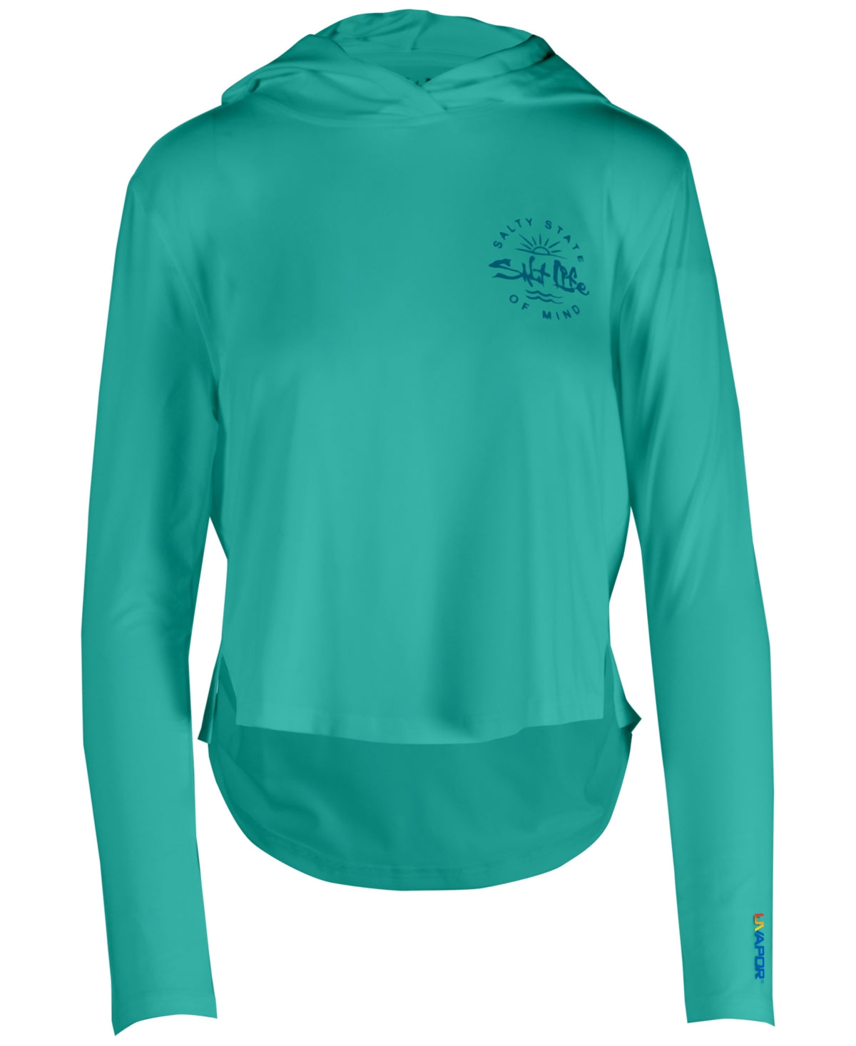 Moletom com capuz feminino Salt Life Seaglass Bay High Low, verde, tamanho G