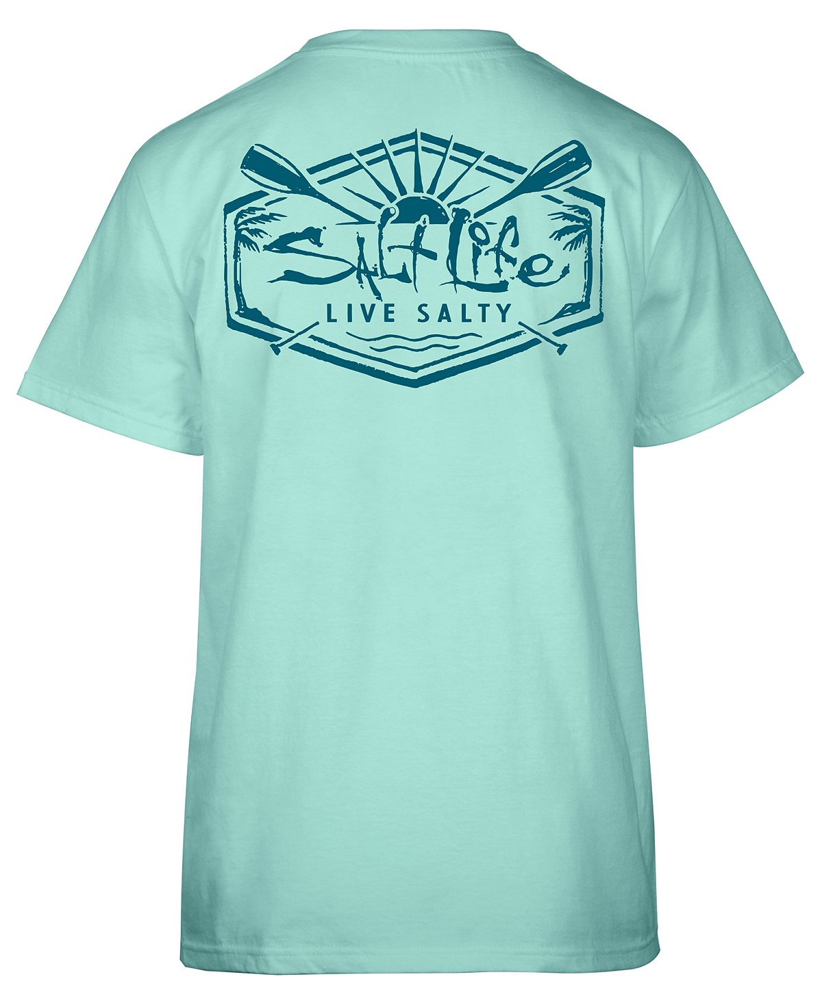 Camiseta feminina de algodão Sunrise Paddle da Salt Life, verde, tamanho M