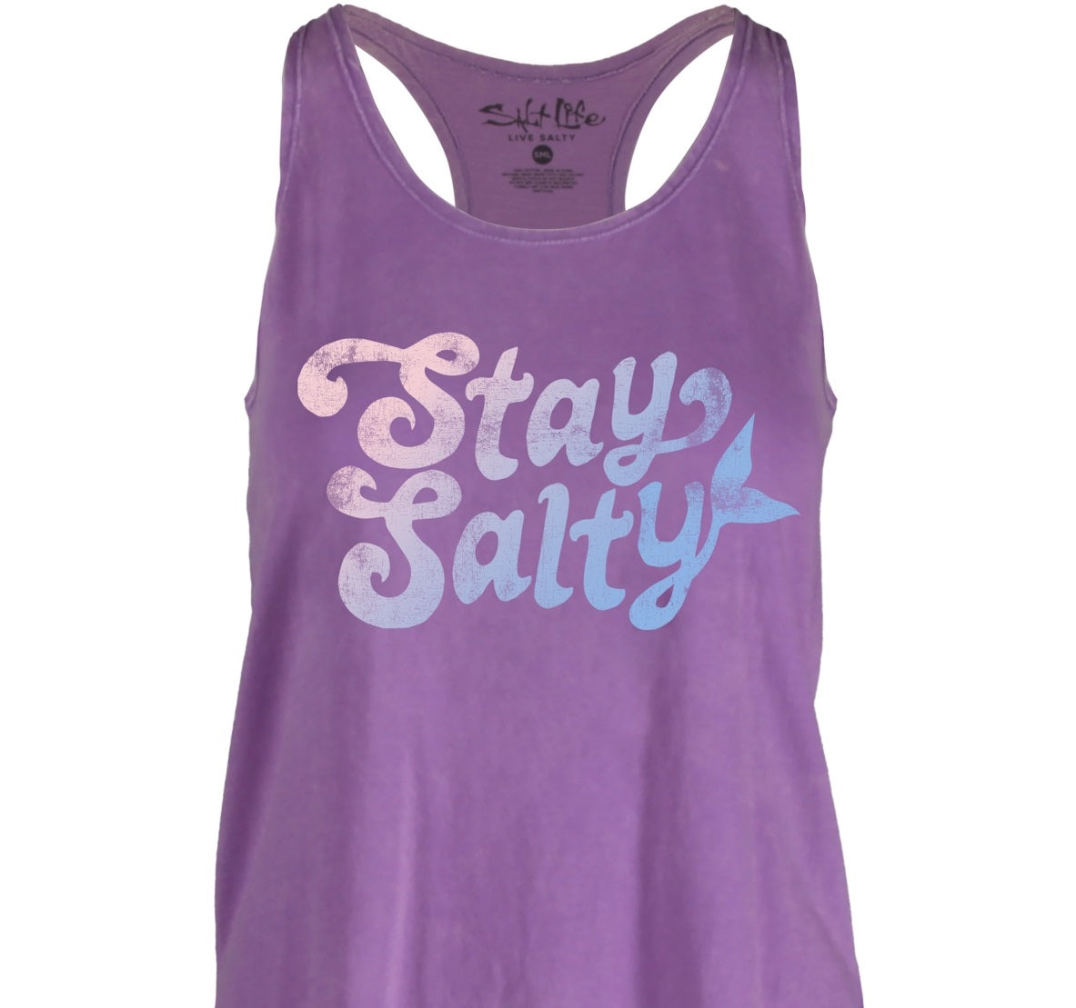 Regata feminina Salt Life Salty Seas de algodão, roxa, tamanho pequeno