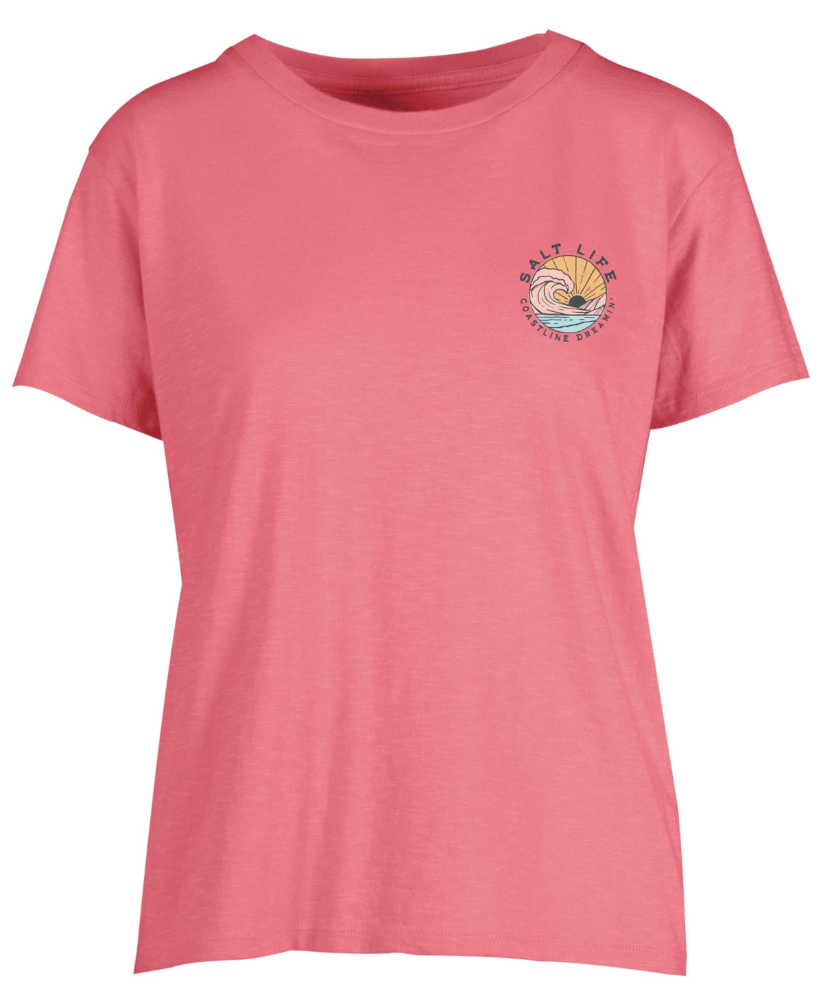 Camiseta feminina Salt Life Coastline Dreamin Cotton, rosa, tamanho médio