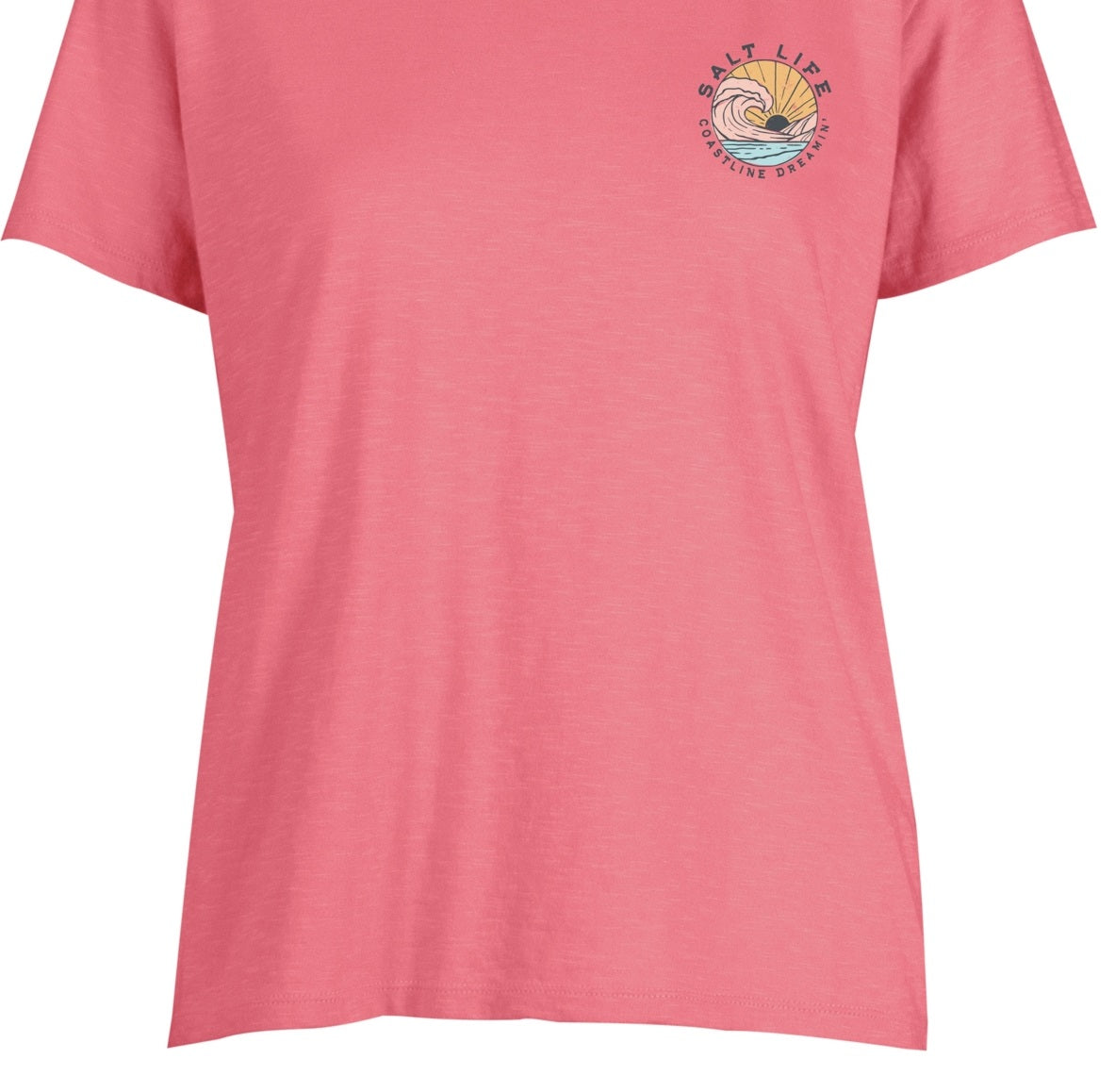 Camiseta feminina Salt Life Coastline Dreamin Cotton, rosa, tamanho médio