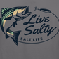 Camiseta regata masculina Salt Life com estampa de listras salgadas e logotipo, cinza, tamanho extragrande