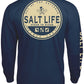 Camiseta masculina de manga comprida Salt Life Ocean to Ocean, azul, tamanho pequeno