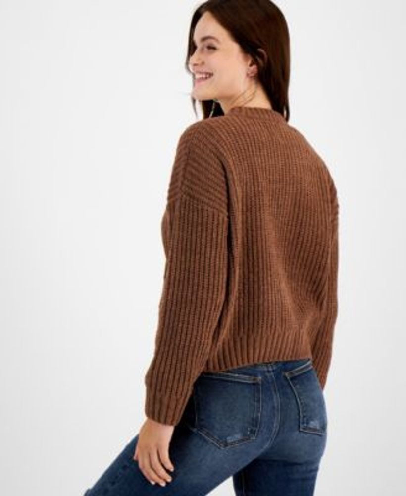 Cardigan infantil com botões frontais, marrom, tamanho P, da Hooked Up By Iot