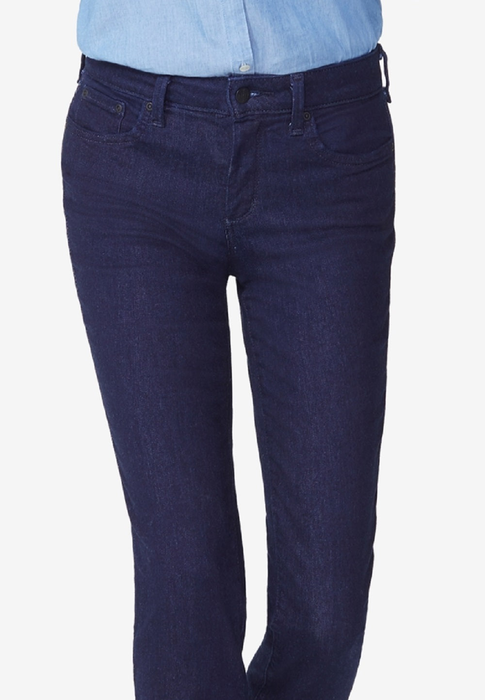 Calça Jeans Slim NYDJ Sheri Tummy Control Feminina Azul Tamanho 4 Petite