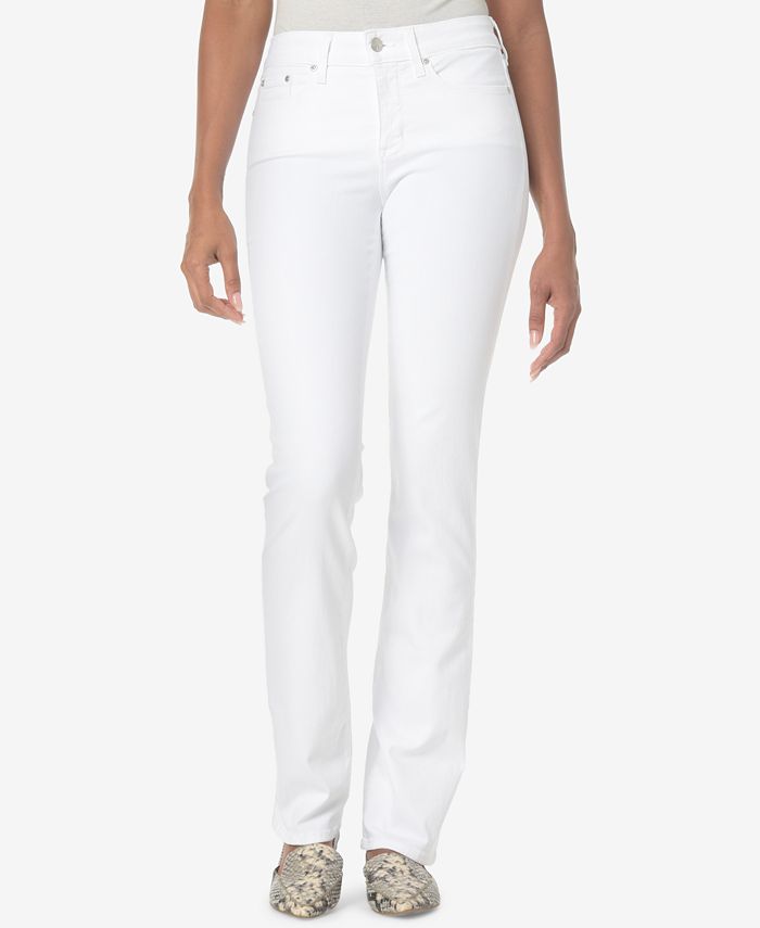 Calça jeans reta elástica Marilyn feminina NYDJ, branca, tamanho 12