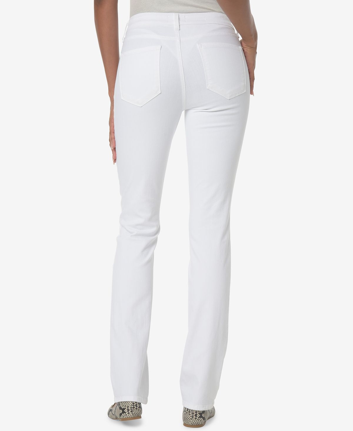Calça jeans reta elástica Marilyn feminina NYDJ, branca, tamanho 16