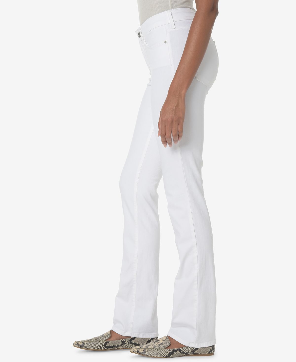 Calça jeans reta elástica Marilyn feminina NYDJ, branca, tamanho 16
