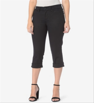 NYDJ Women's Marilyn Stretch Cuffed Crop Jeans Black Size 4