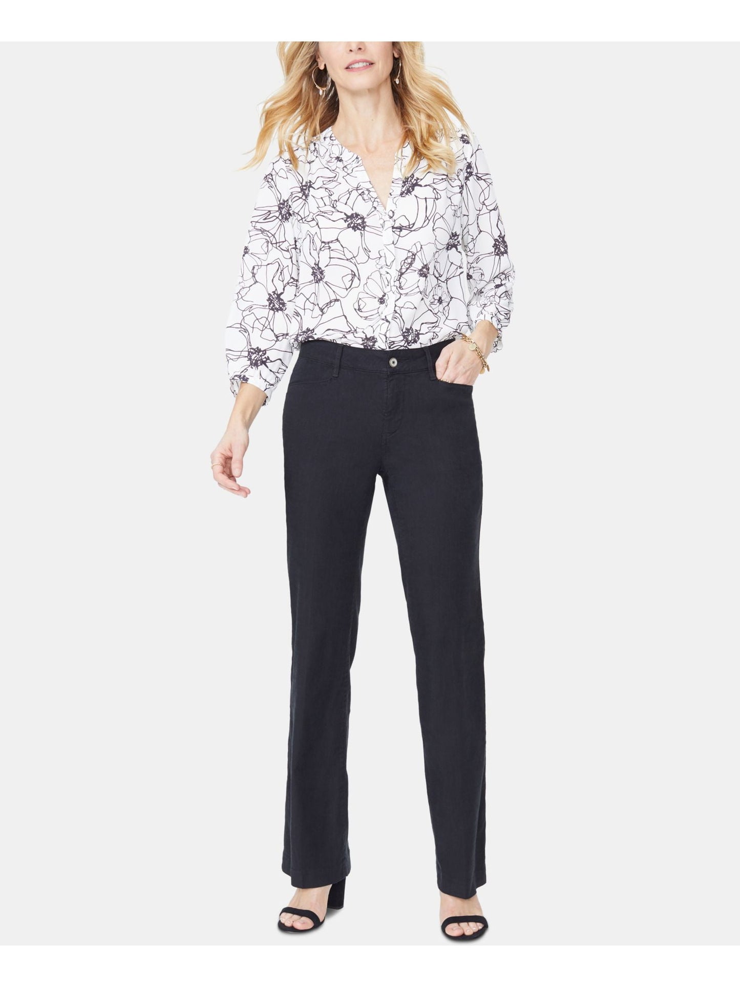 Calças femininas pretas Nydj tamanho médio