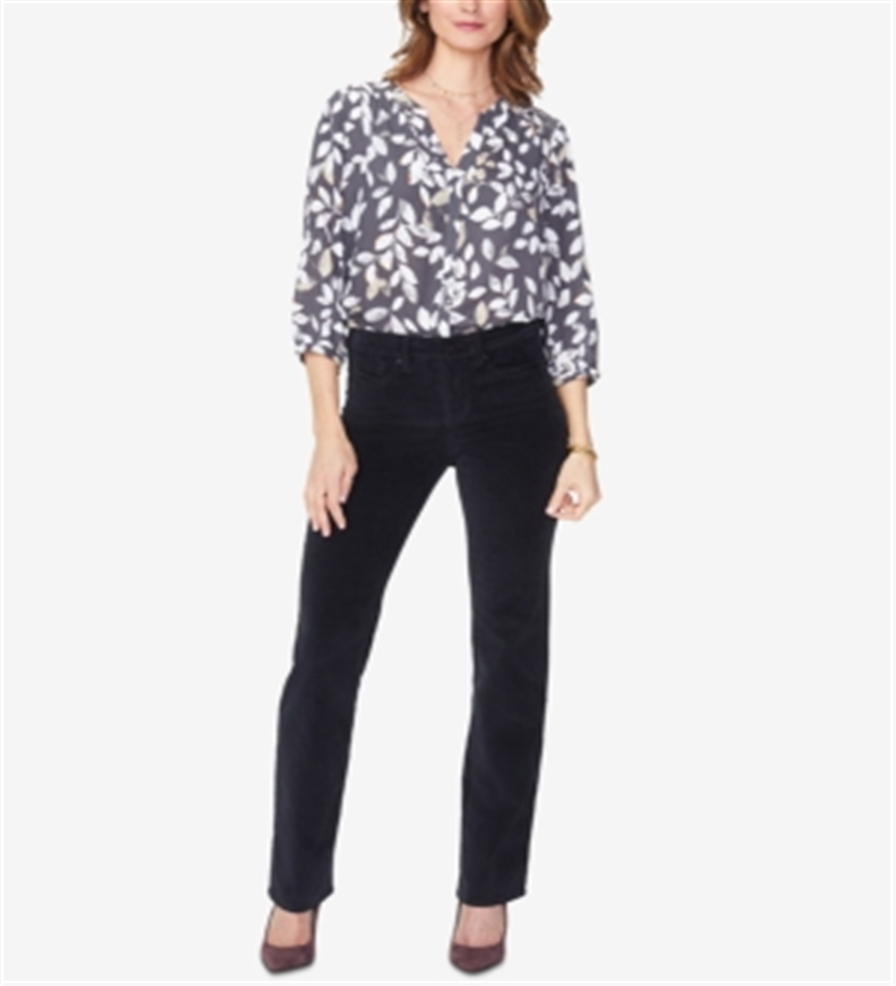 Calça casual feminina Nydj Marilyn Ponte preta tamanho 10