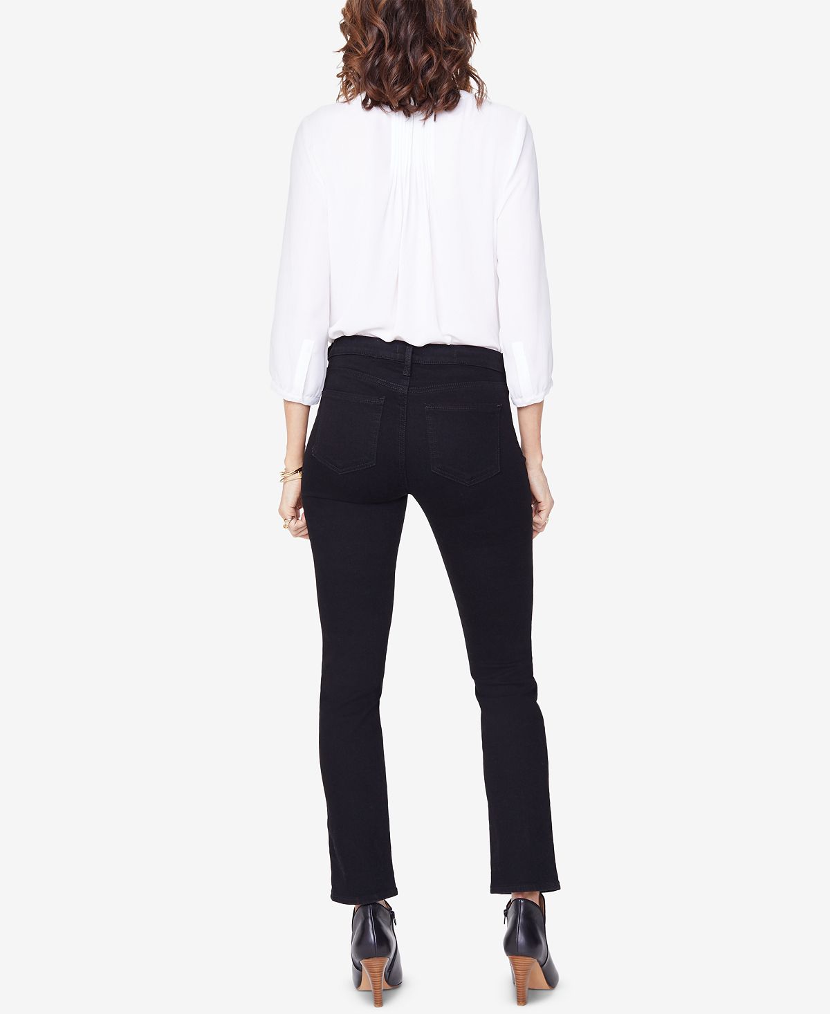 Calça jeans feminina NYDJ Sheri cintura alta slim preta tamanho 18