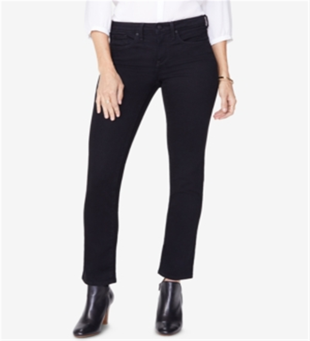 Calça jeans feminina NYDJ Sheri cintura alta slim preta tamanho 18