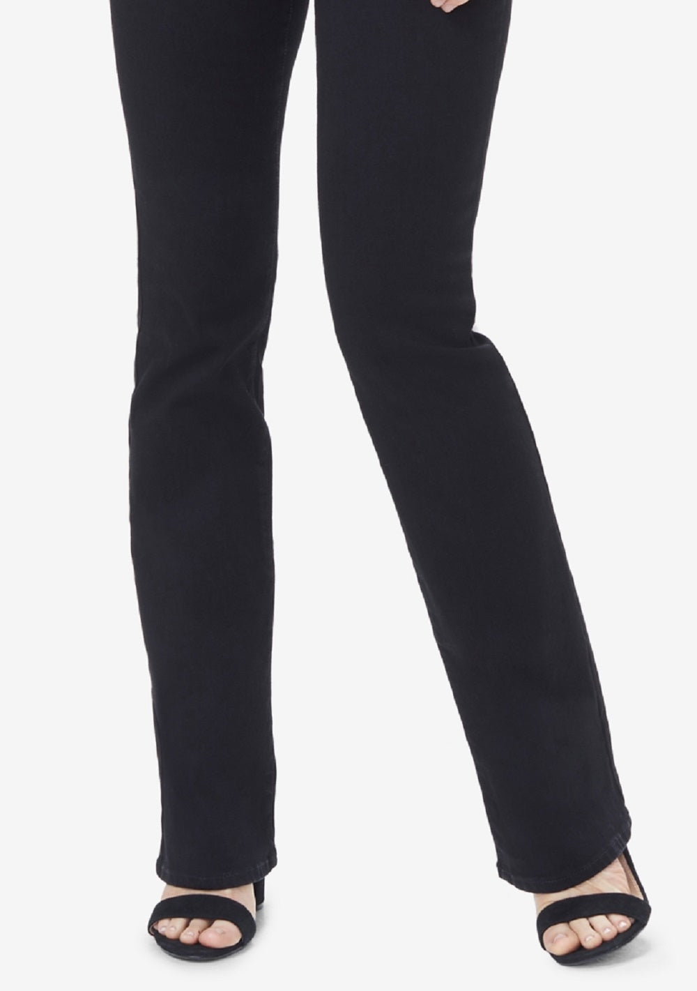 Calça jeans feminina NYDJ Barbara Tummy Control Bootcut preta tamanho 2 Petite