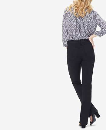 Calça jeans feminina NYDJ Barbara Tummy Control Bootcut preta tamanho 8 Petite