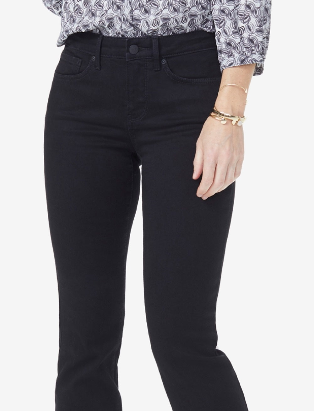 Calça Jeans Bootcut Barbara Tummy Control Feminina NYDJ Preta Tamanho 14 Petite