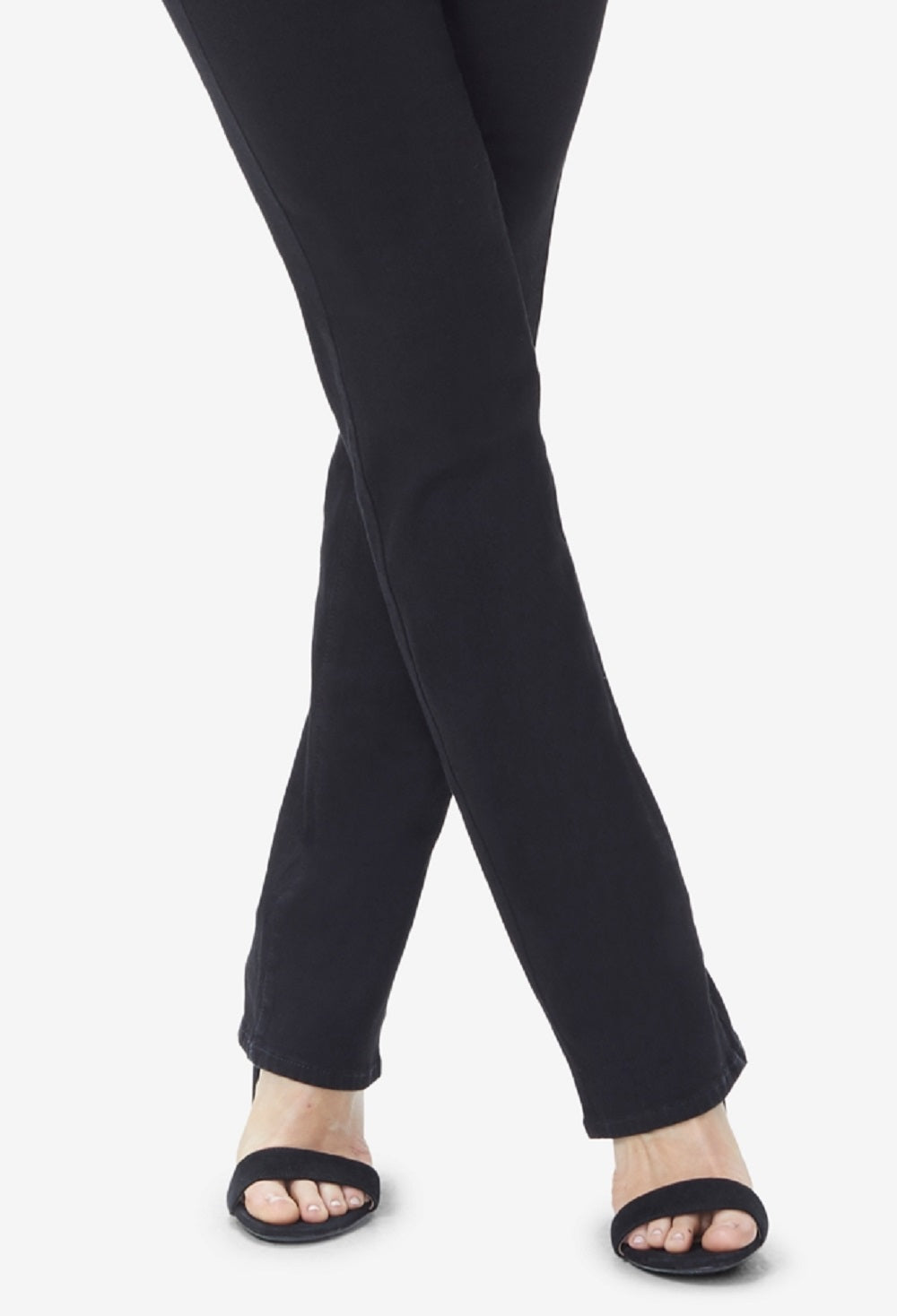 Calça jeans feminina NYDJ Marilyn Tummy Control com perna reta, preta, tamanho 2, pequena