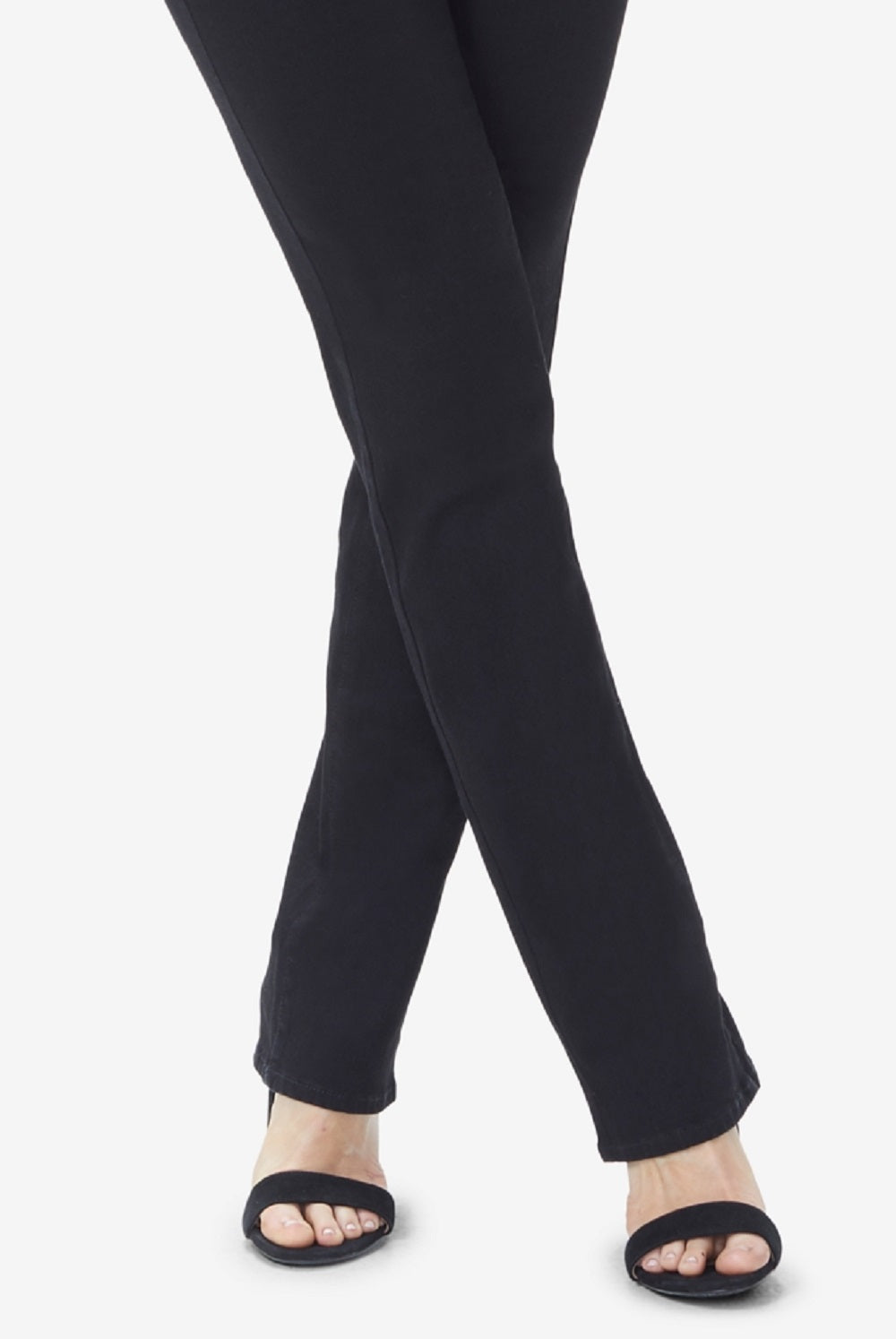 Calça jeans feminina NYDJ Marilyn Tummy Control com perna reta, preta, tamanho 4, pequena