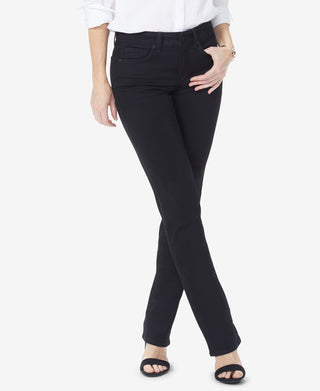 NYDJ Women's Marilyn Tummy-Control Straight-Leg Jeans Black Size 6Petite