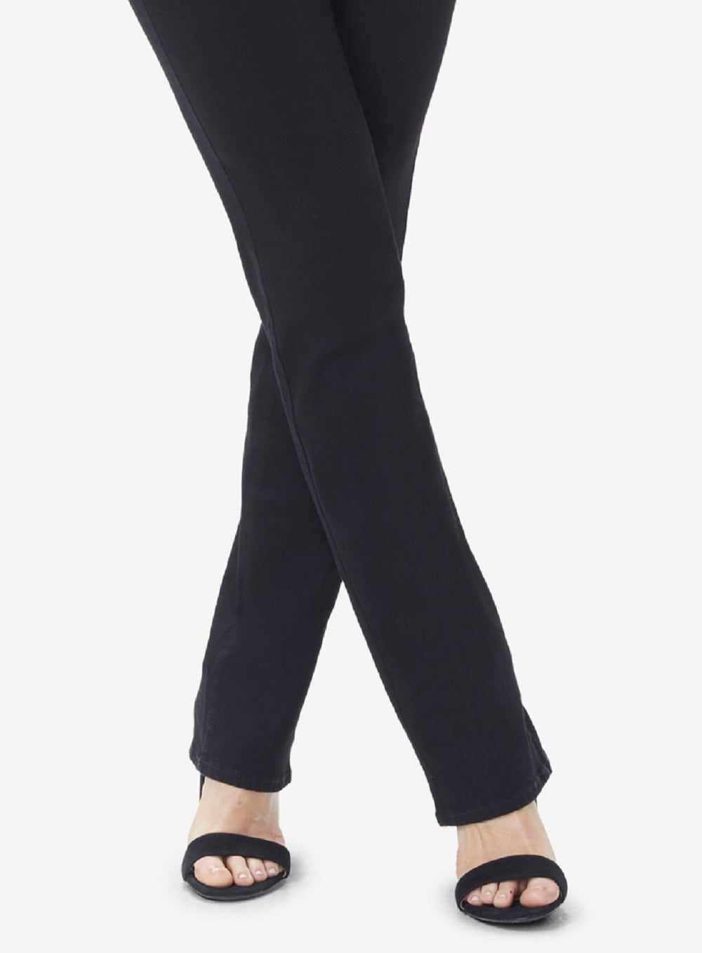 Calça jeans feminina NYDJ Marilyn Tummy-Control com perna reta, preta, tamanho 12, pequena