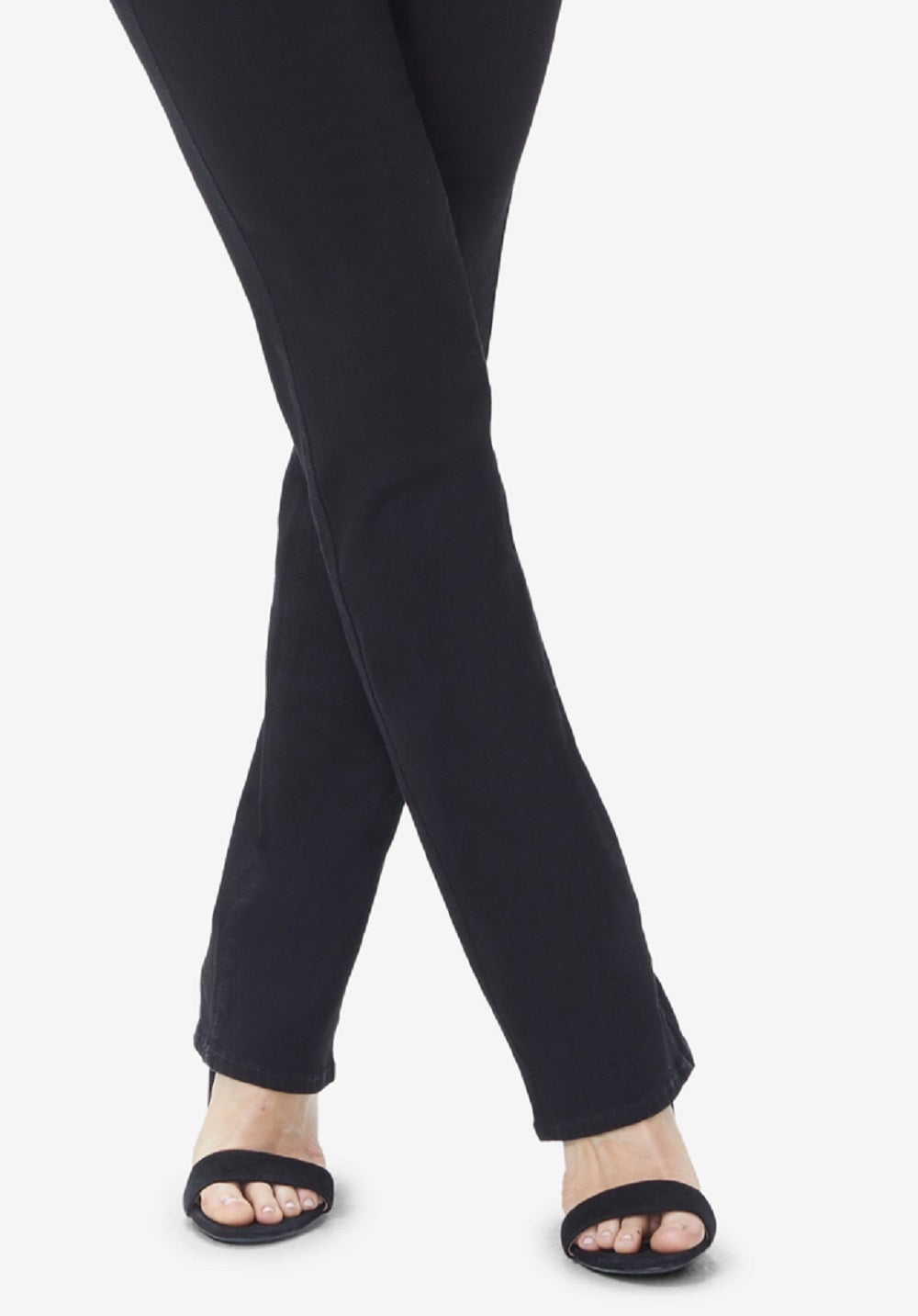 Calça jeans feminina NYDJ Marilyn Tummy Control com perna reta, preta, tamanho 14, pequena