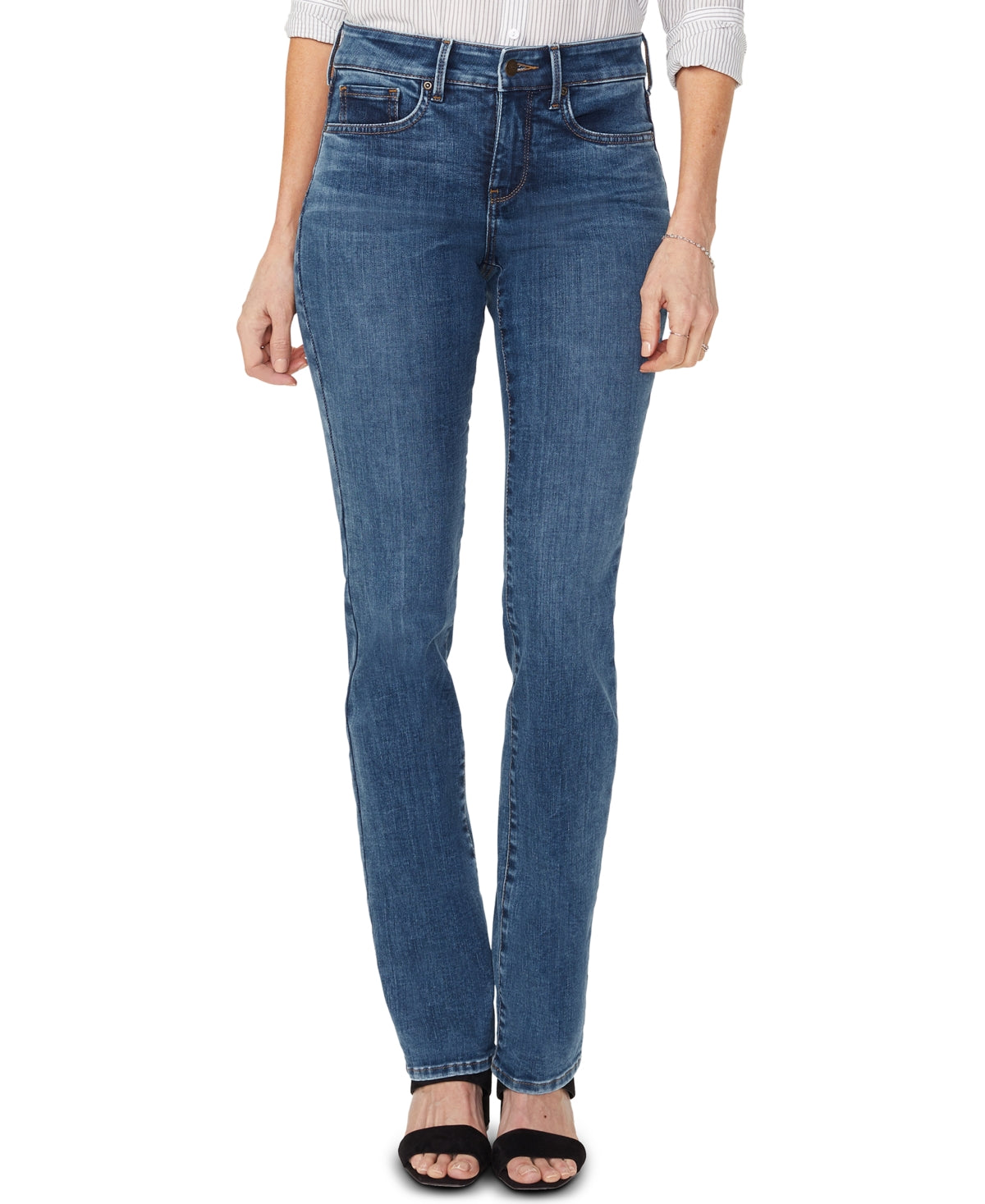 Calça jeans feminina NYDJ Marilyn Tummy Control com perna reta, azul, tamanho 12