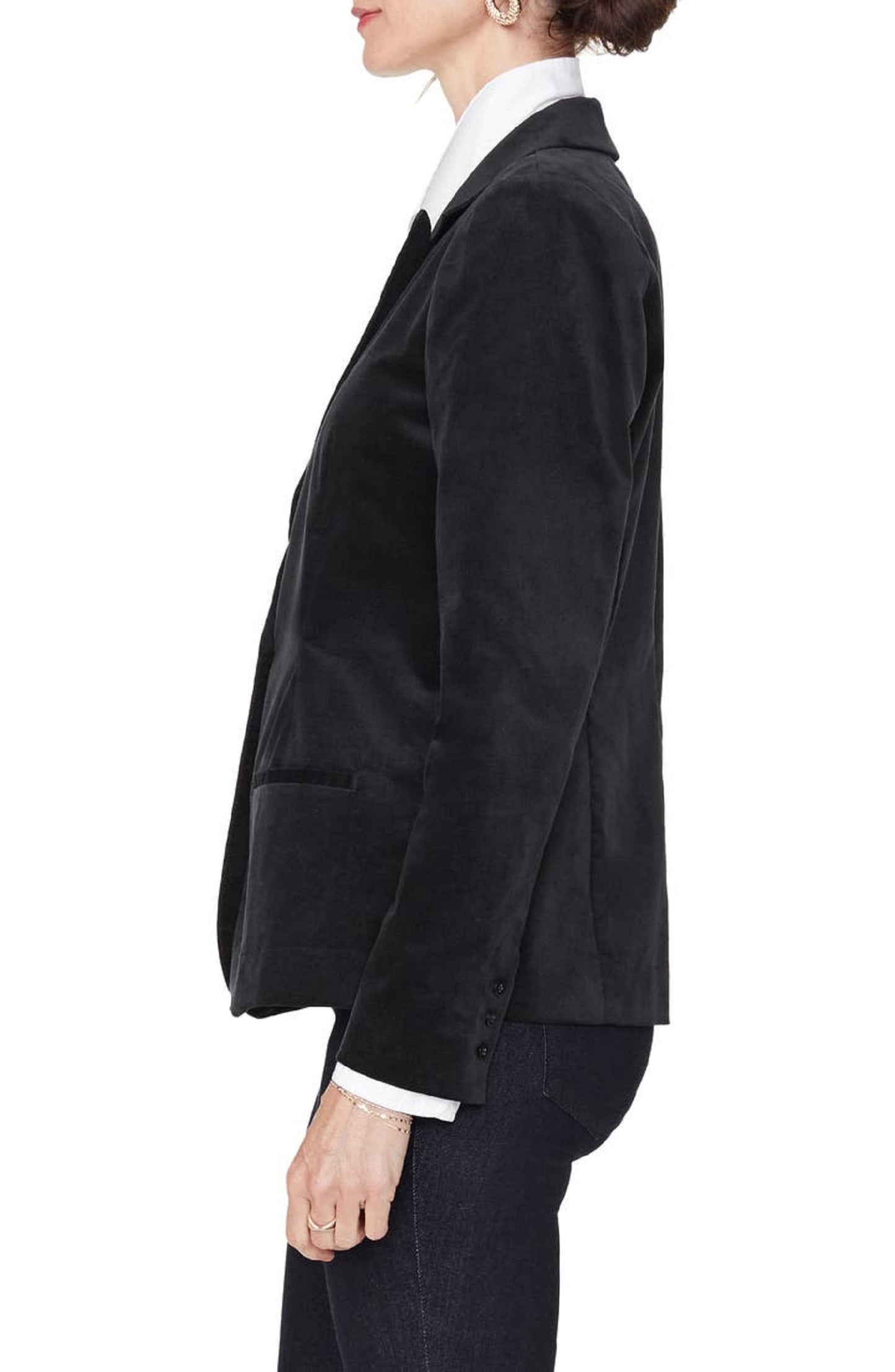 Blazer de veludo feminino NYDJ, preto, tamanho pequeno