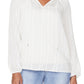 Blusa feminina NYDJ Hayward Stripe Regular Peasant - Branca, tamanho médio