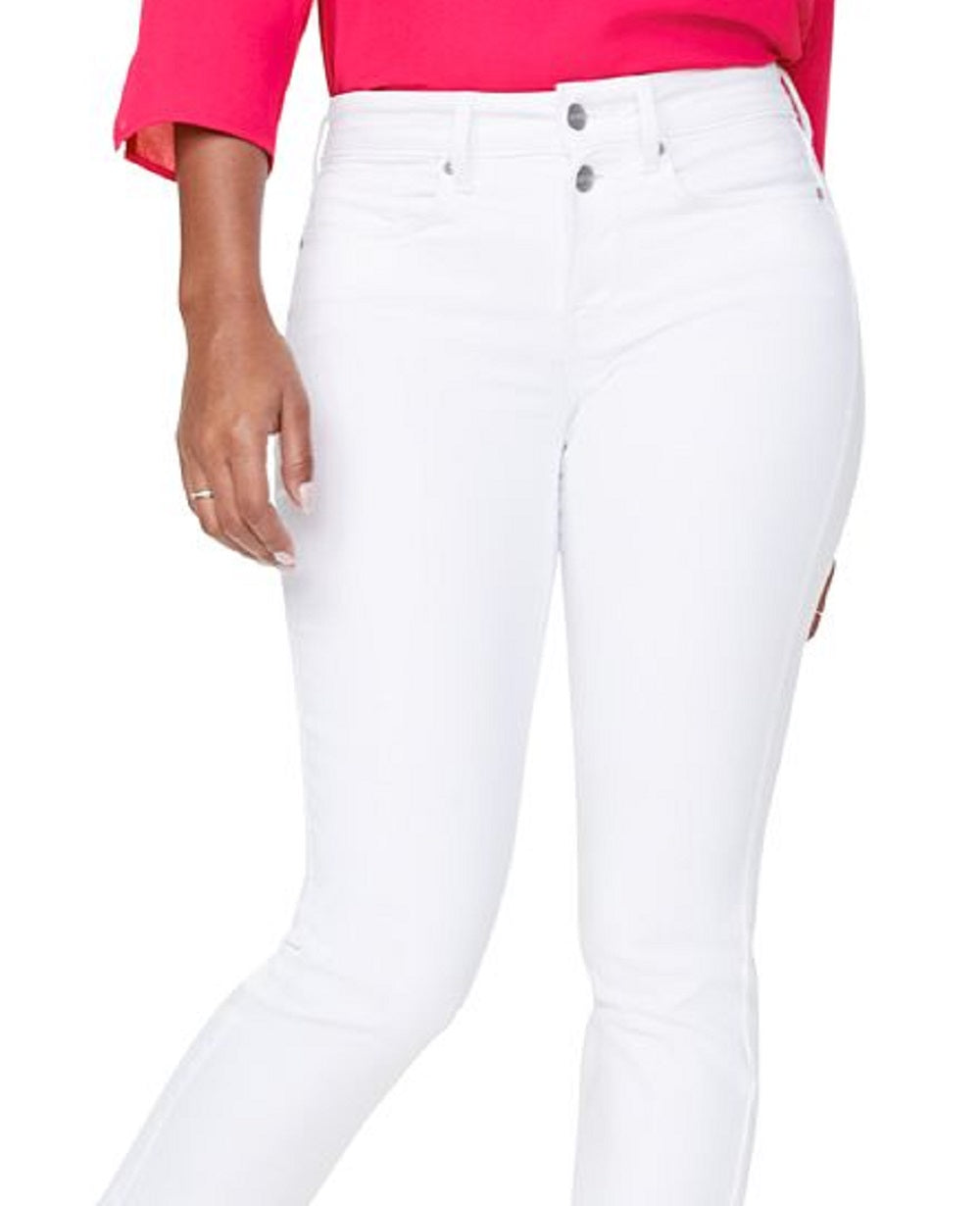 Calça jeans feminina NYDJ Marilyn com perna reta e tornozelo, branca, tamanho 4