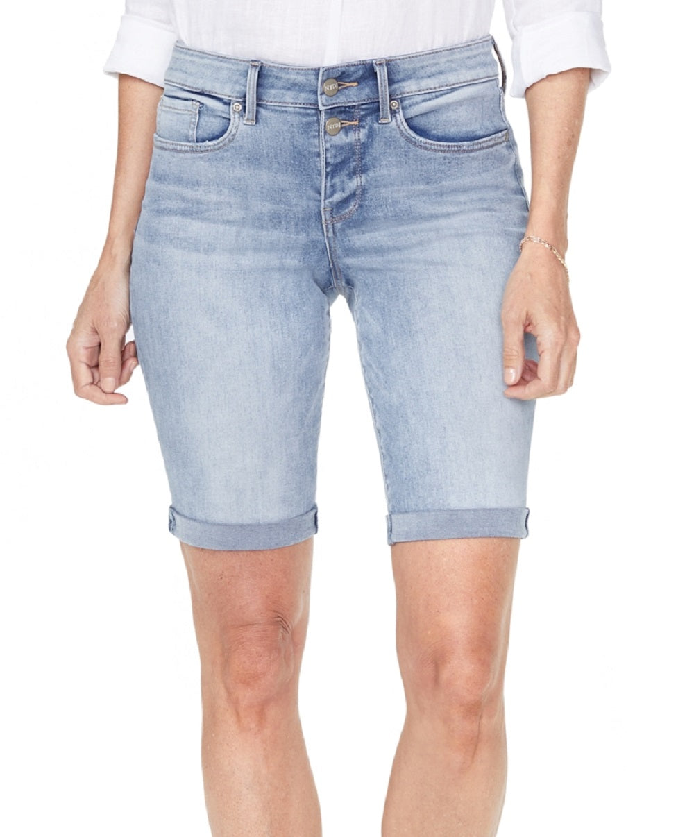 Shorts jeans Briella com bainha enrolada feminino NYDJ, azul, tamanho 8