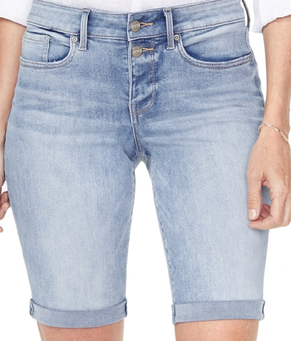 Shorts jeans Briella com bainha enrolada feminino NYDJ, azul, tamanho 8