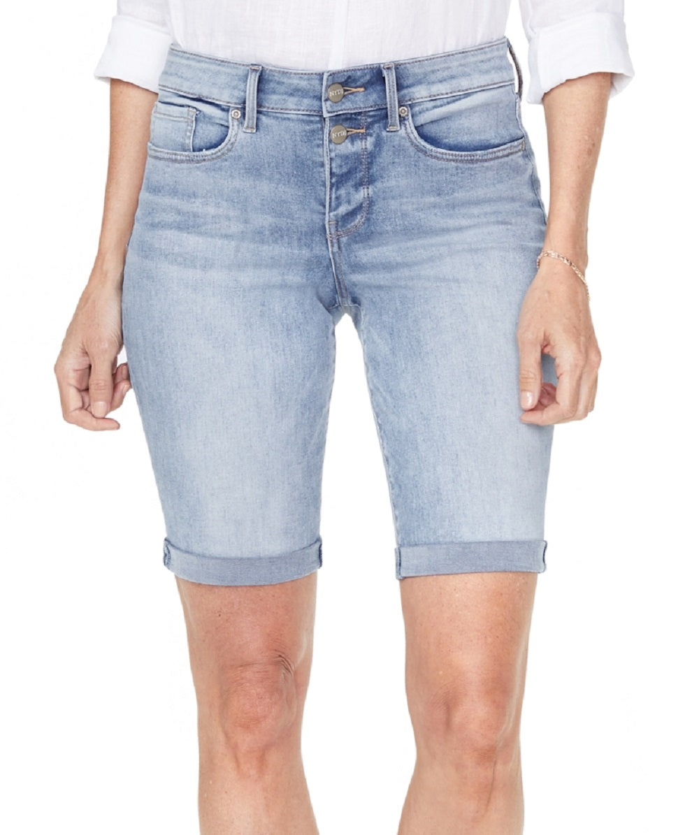 Shorts jeans Briella com bainha enrolada feminino NYDJ, azul, tamanho 12