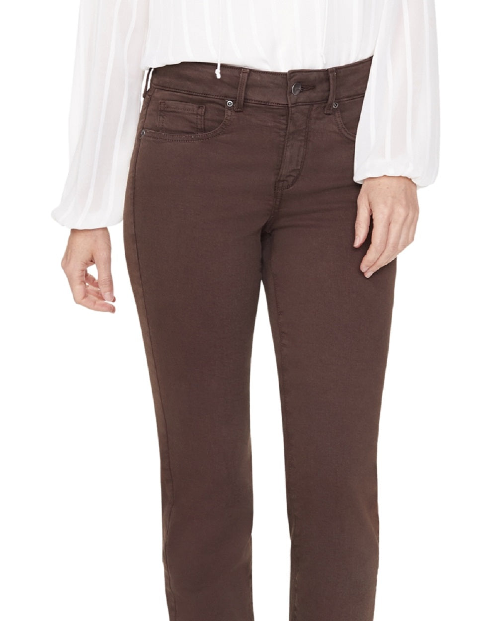 Calça jeans feminina NYDJ Marilyn Straight Leg Stretch, marrom, tamanho 16