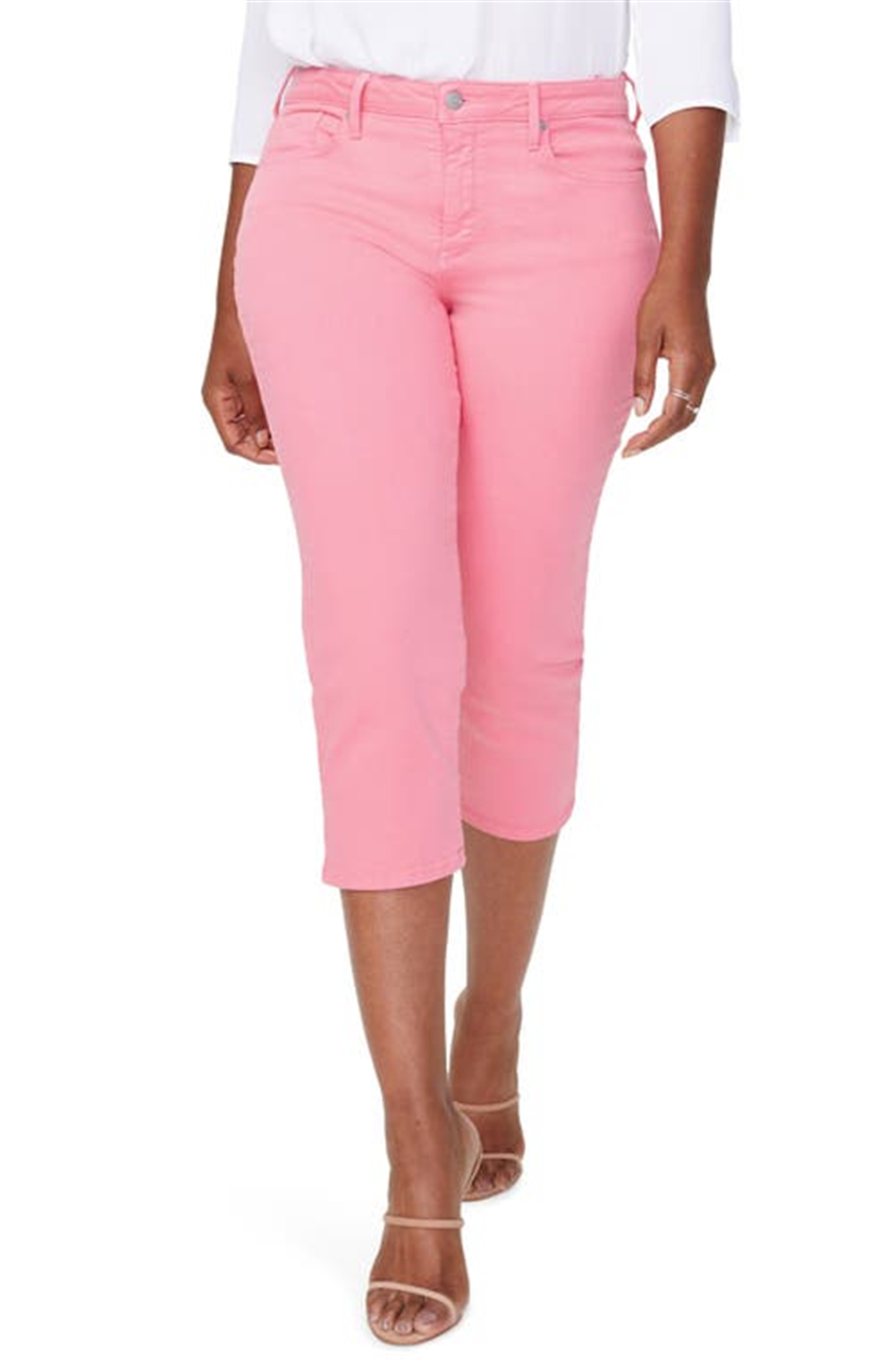 Calça jeans curta Curves 360 Nydj cintura alta rosa Flamingo - Tamanho 6