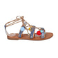 Breckelles - Women's Kylee Pom Pom Open Toe Tie Up Gladiator Sandals
