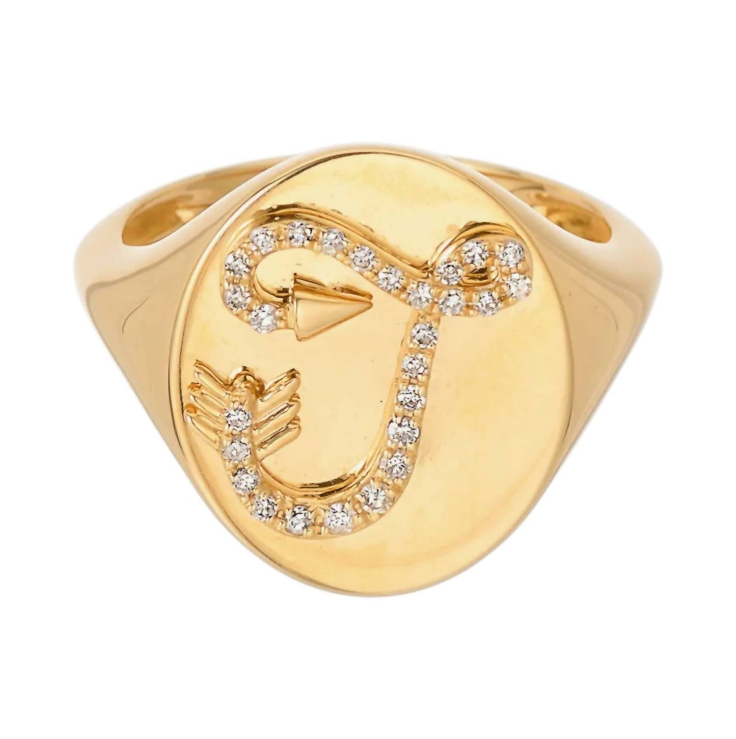 Adina Reyter - Women's Diamond Arrow Initial Signet Ring - T