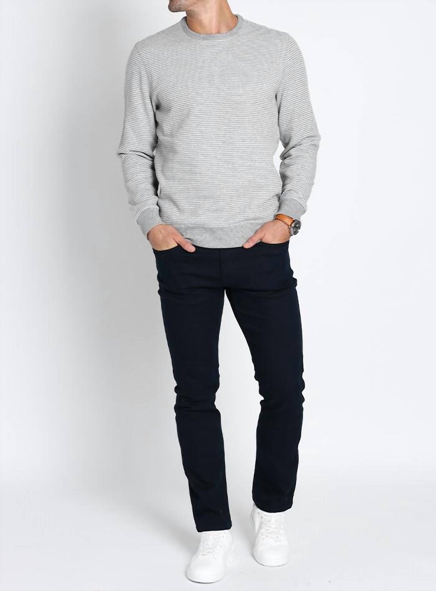 Jachs New York - Striped Sustainable Fleece Crewneck Sweatshirt