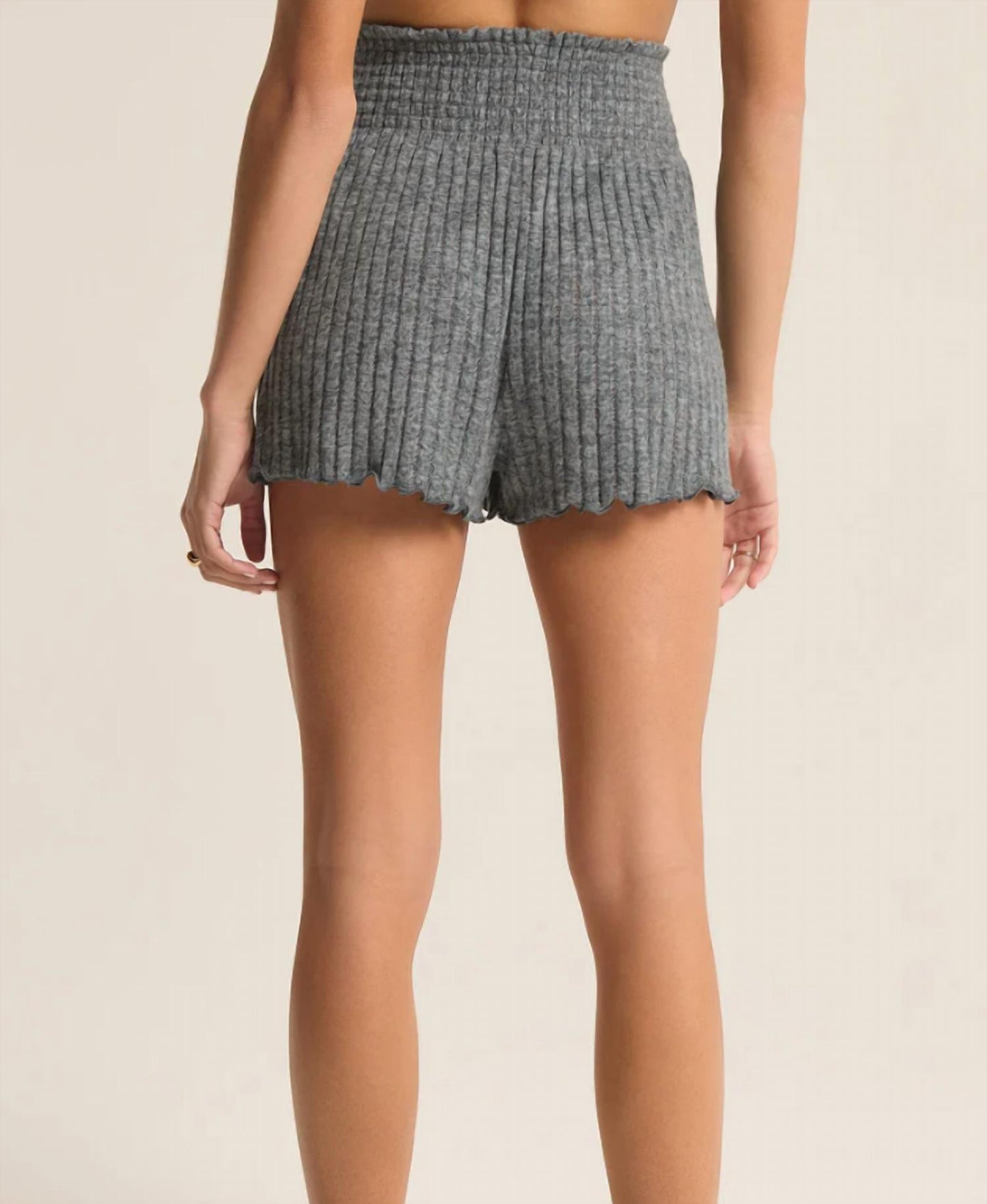 Z Supply - Dawn Smocked Rib Short- Charcoal Heather