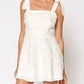Lalavon - Flower Texture Mini Dress With Ribbon Shoulder Ties