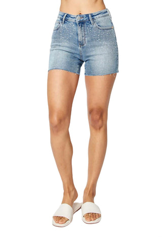 Judy Blue - Shorts curtos com detalhes em strass