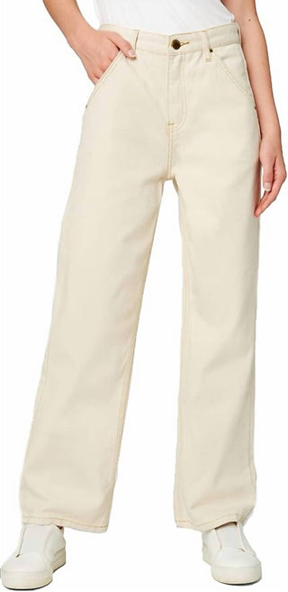 Blanknyc - Womens Straight Leg Twill Pants in Warm Whispers High Rise