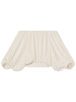 ALC - Blusa plissada de cetim Sienna com ombros descobertos