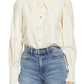 & Other Stories Ruffle Collar Silk Button-Up Shirt in Off white, Size 2